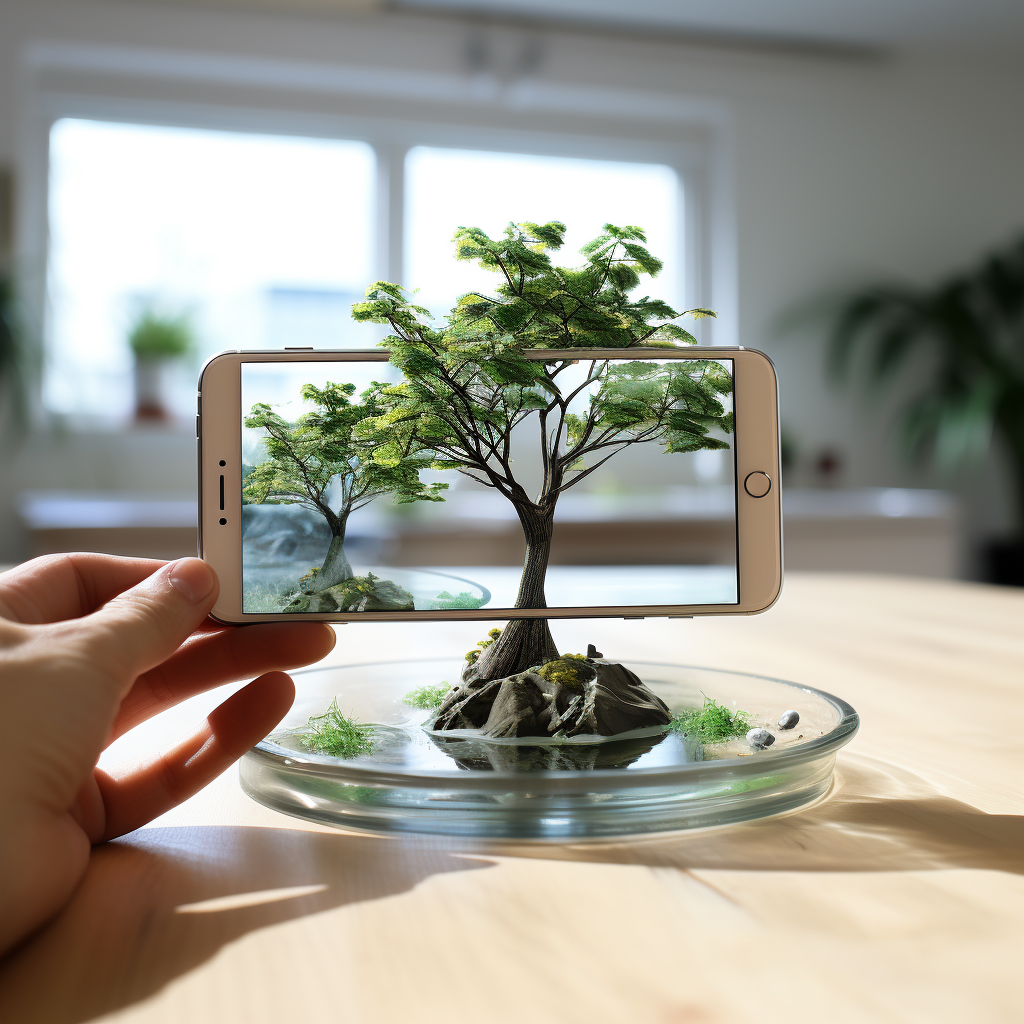 Beautiful floating tree in augmented reality