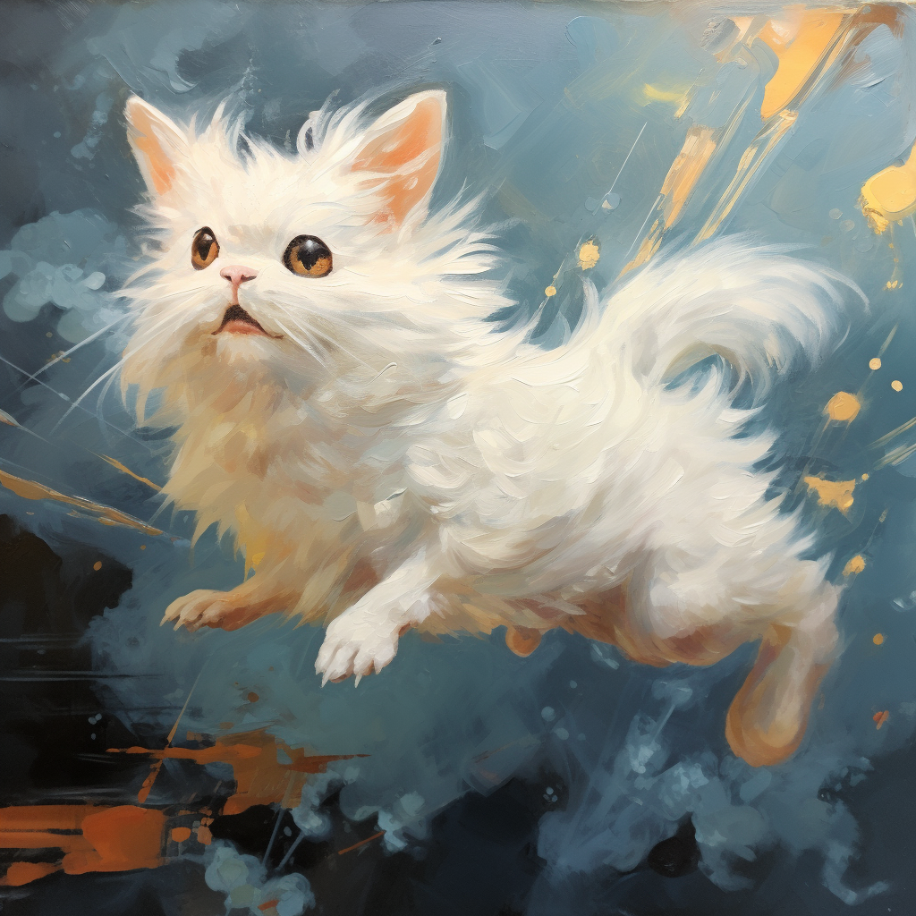 Floating White Creature Rabbit Cat Building