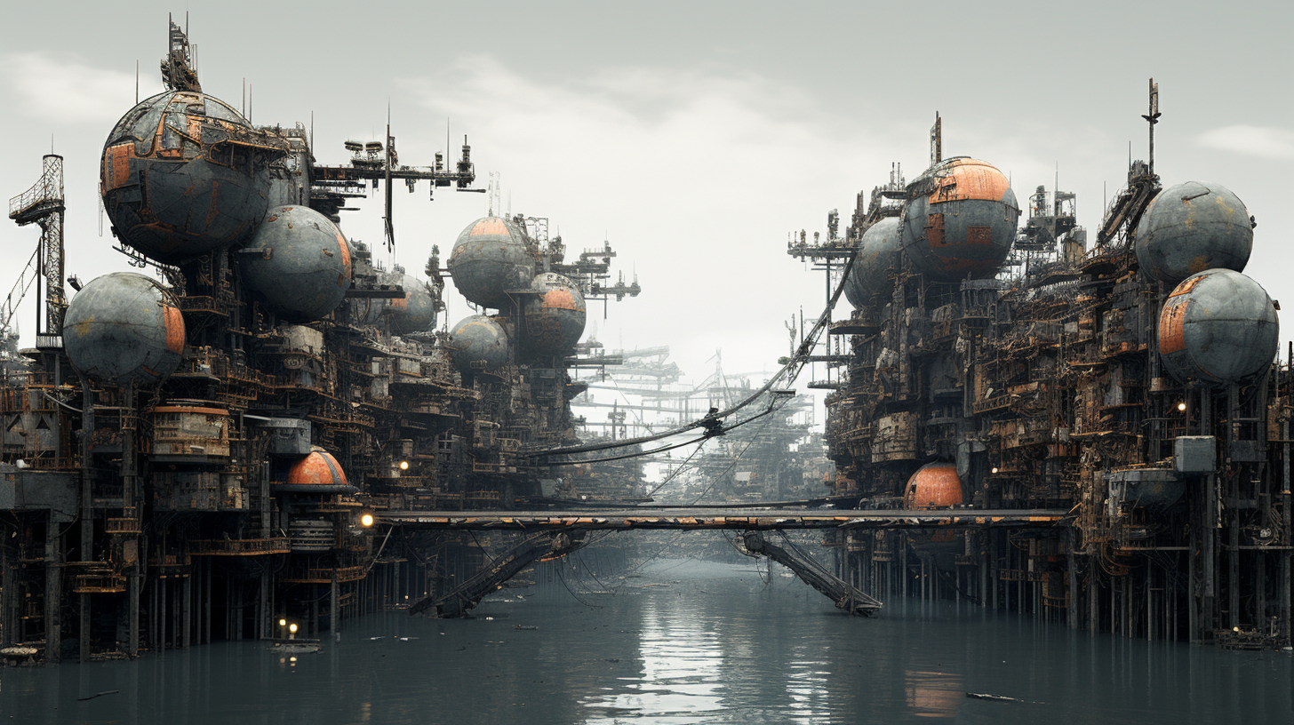 Small Floating Cities Industrial Ominous