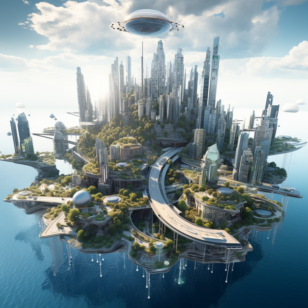 Aerial view of the diverse floating city