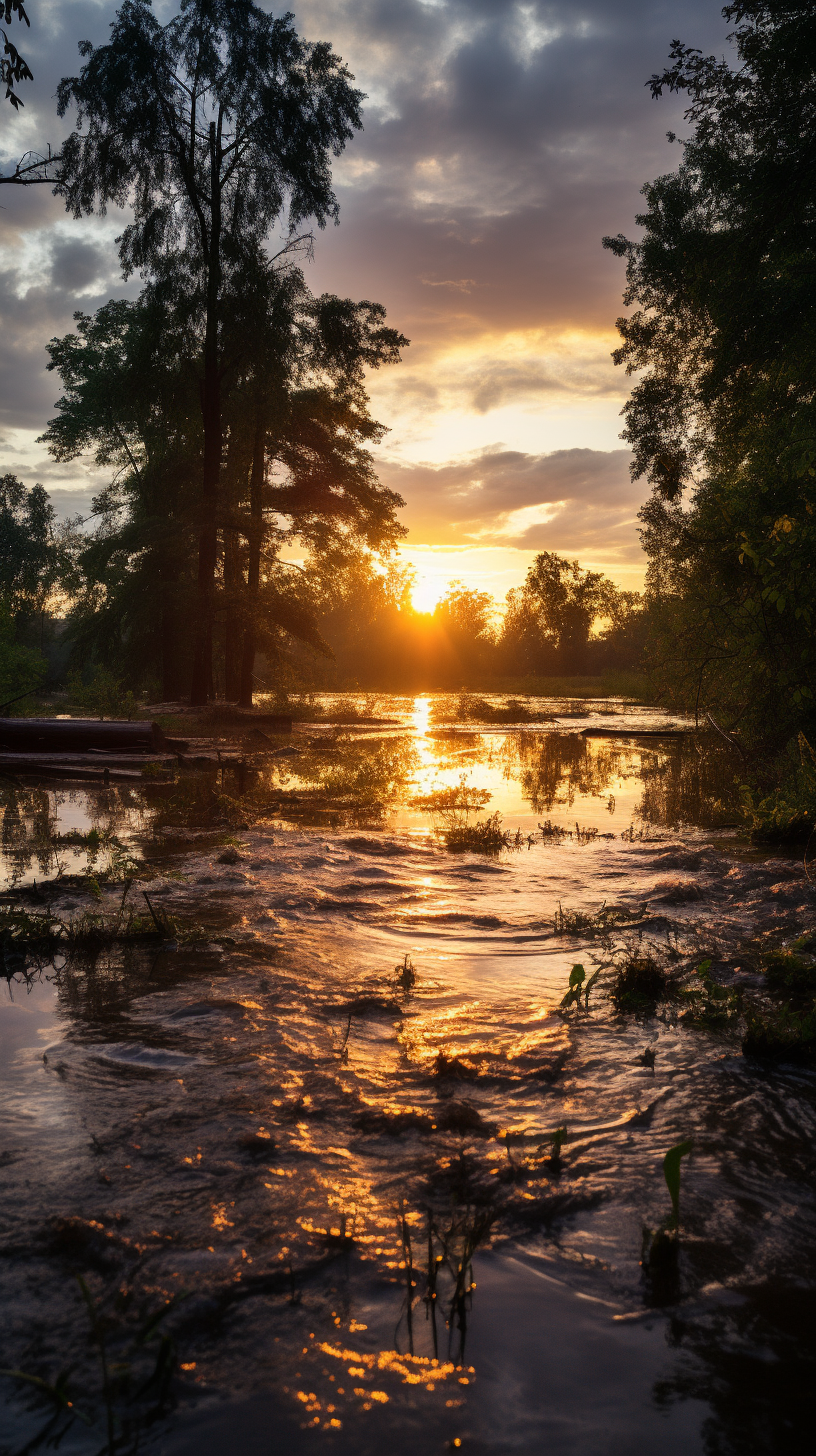 Gorgeous outdoors flood panoramic view