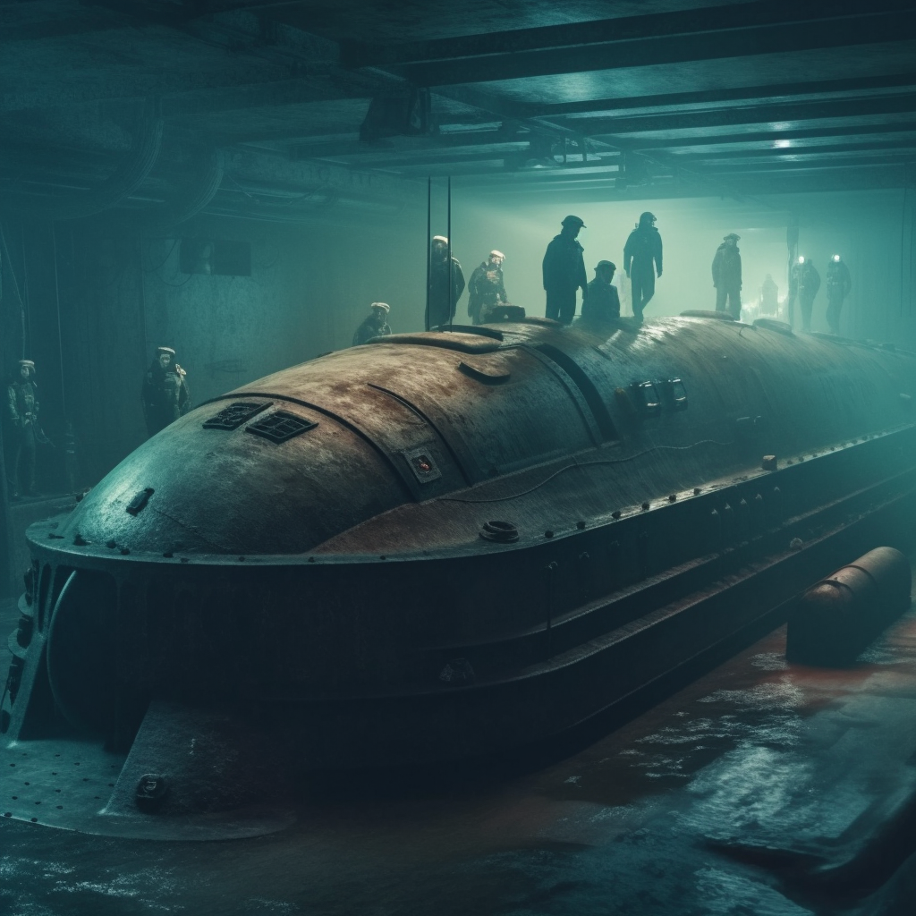 Realistic photography of drowned submarine crew