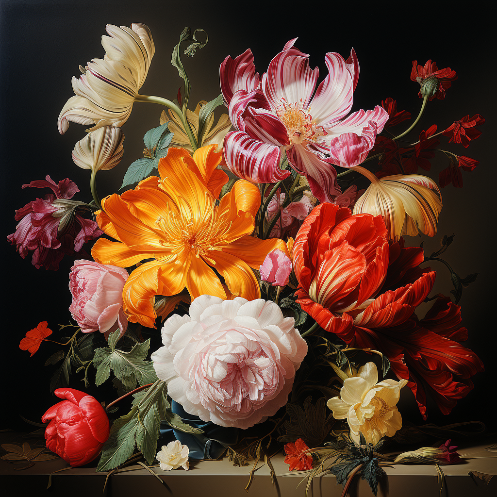 Colorful floral still life artwork