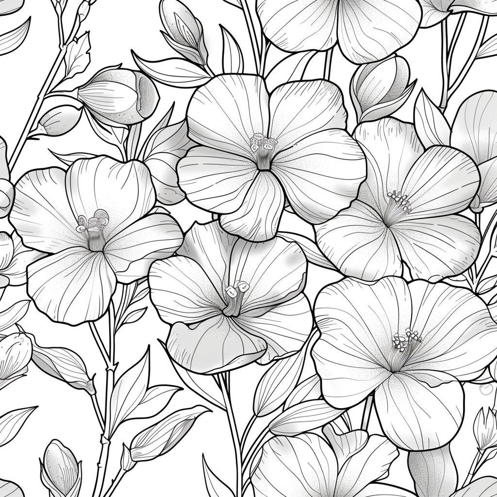 Floral coloring book in high definition