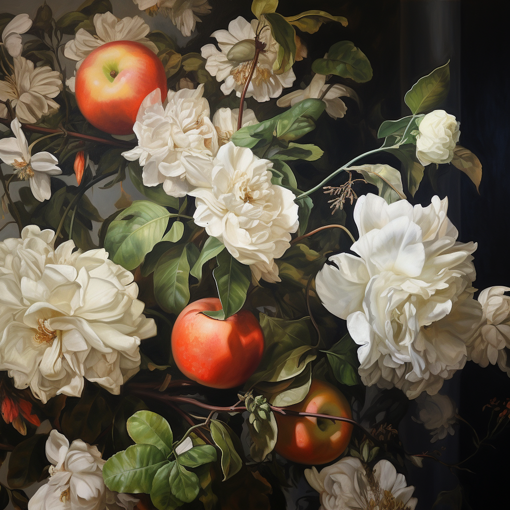 Close-up of Floral Dutch Still Life Painting