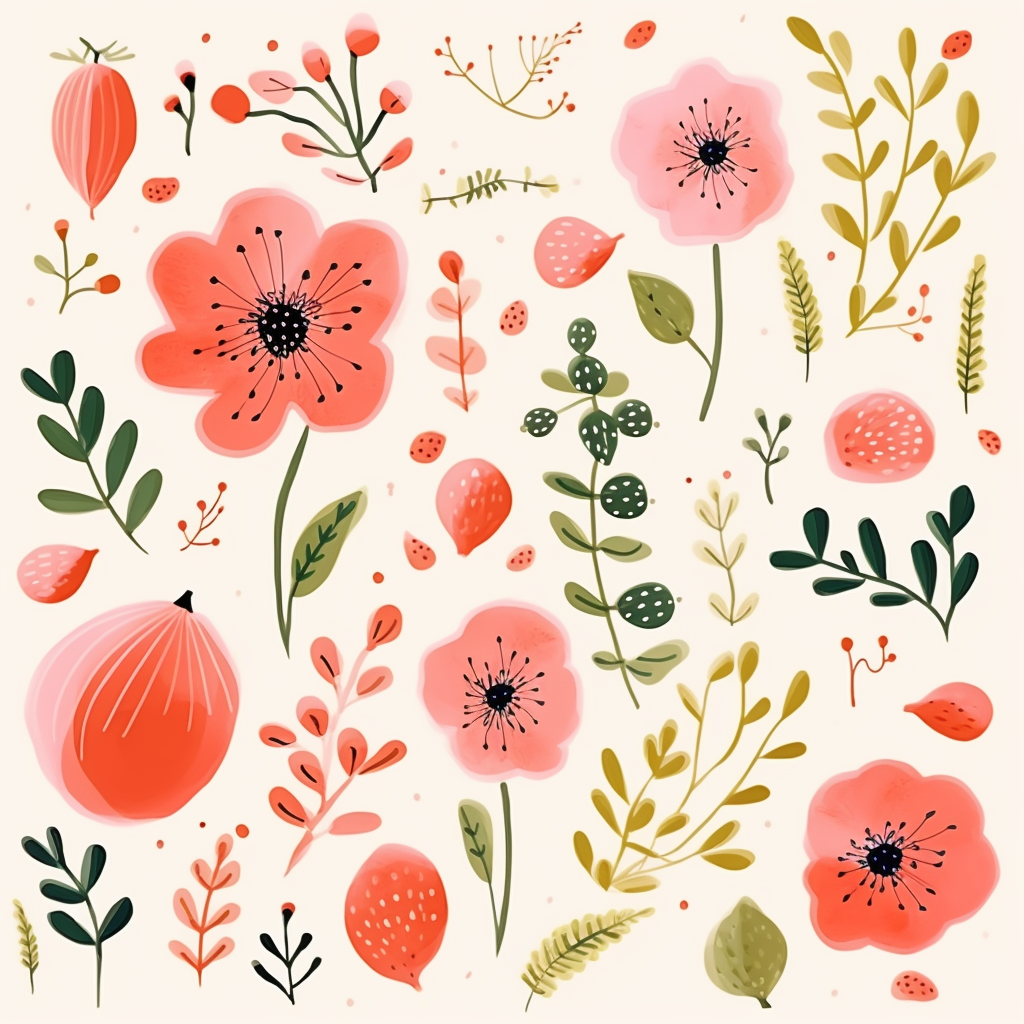 Beautiful floral motif watercolor illustration