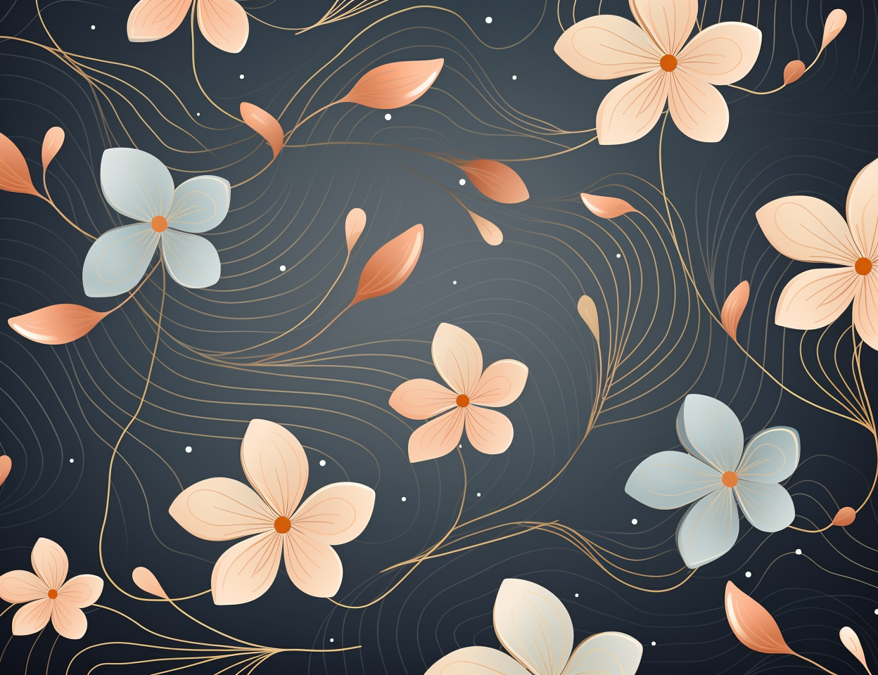 Minimalist Floral Ornament Abstract with Flowers