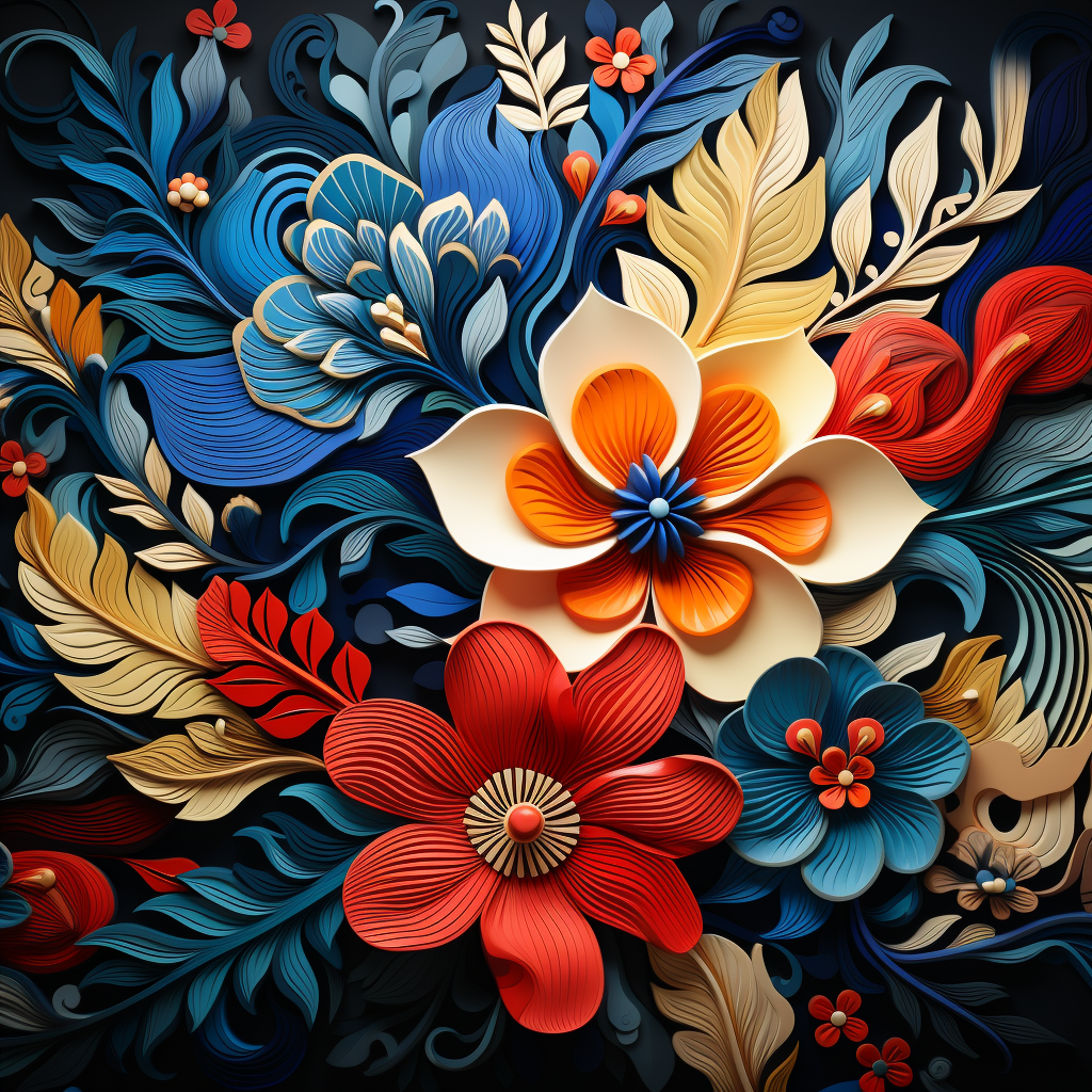 Native Costa Rican Floral Pattern in Chorotega Pottery Style Desktop Background