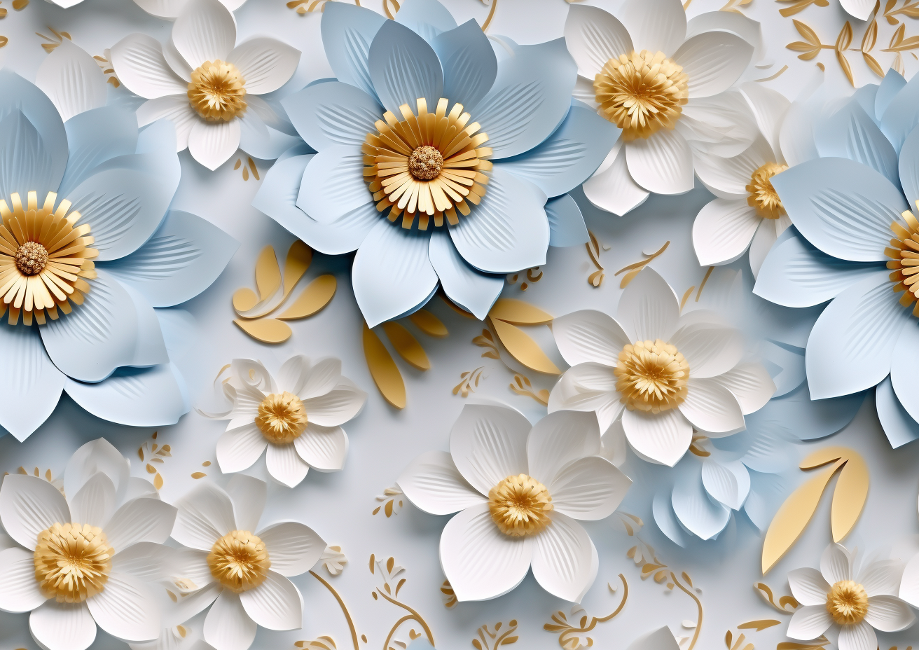 Pale Blue and Gold Floral Pattern