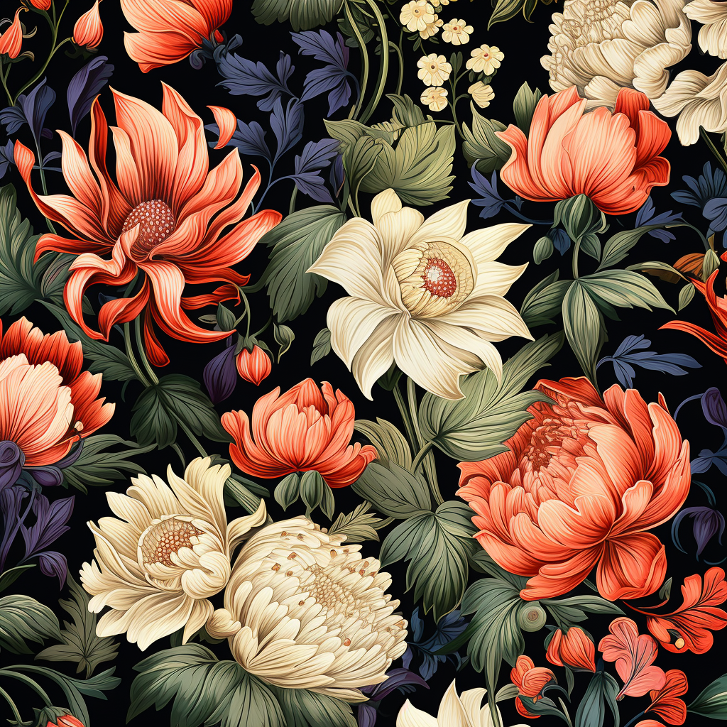 Colorful floral pattern with flowers