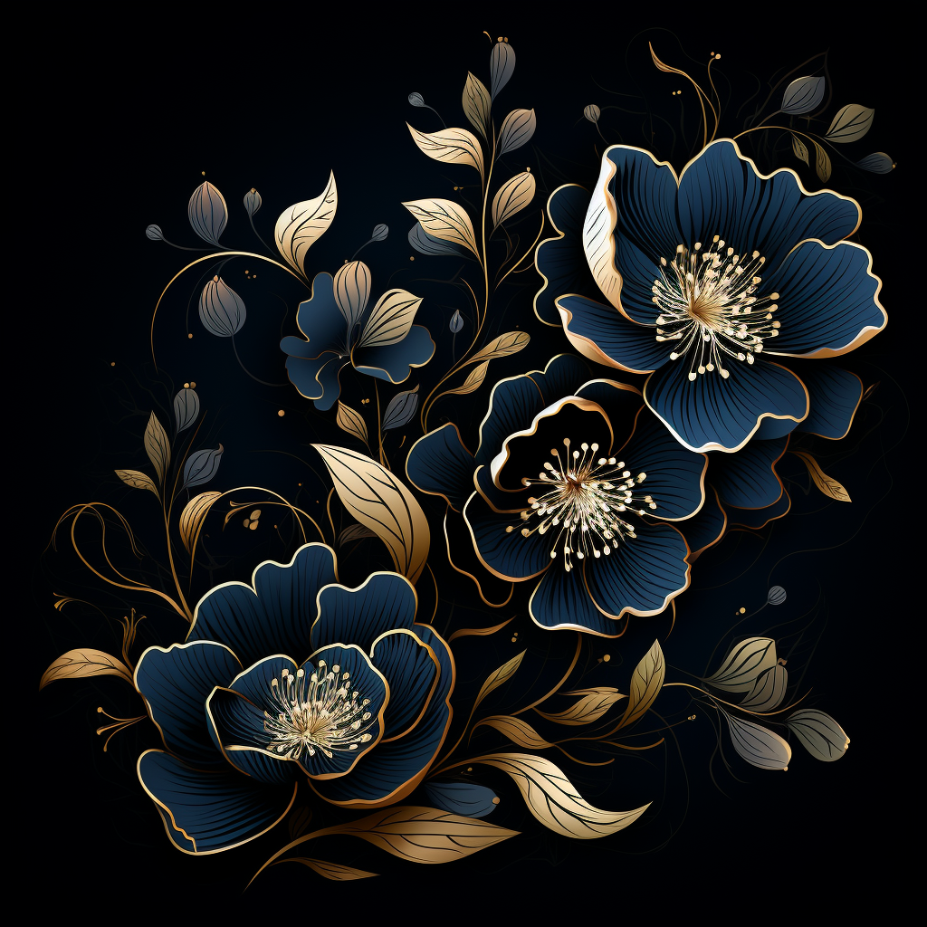 Abstract Floral Pattern on Dark Background