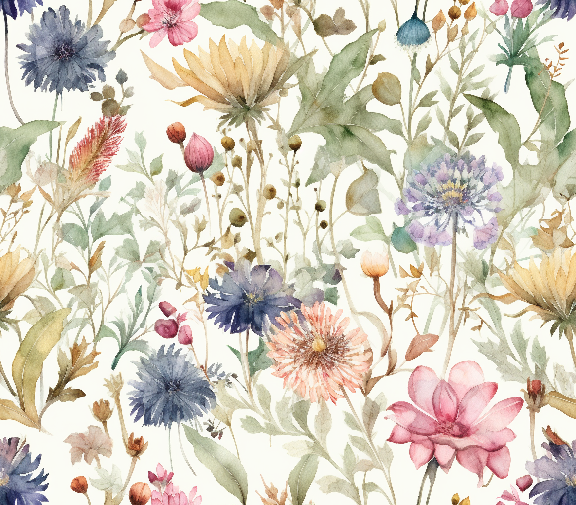 Watercolor Botanical Floral Pattern