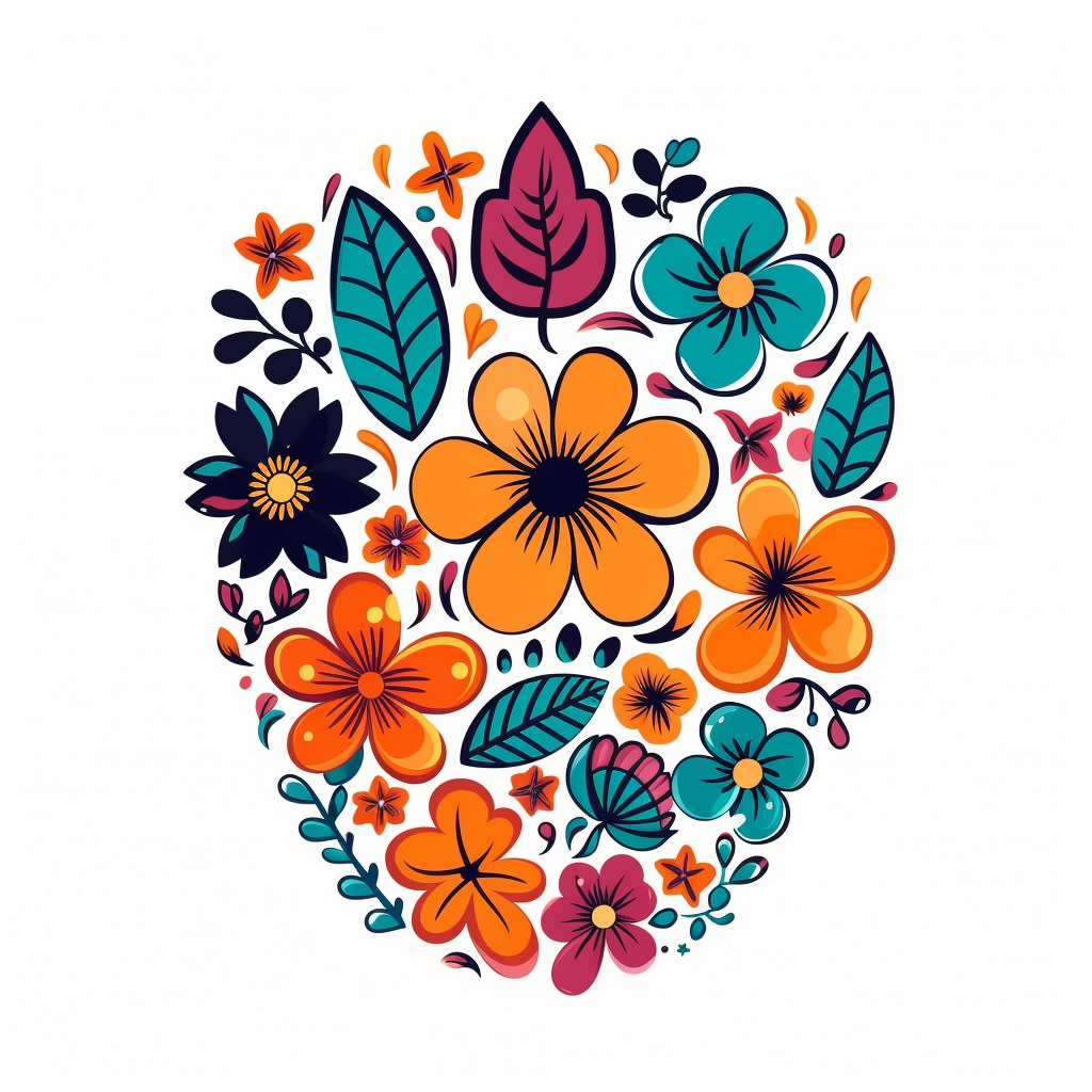 Floral paw print sticker design