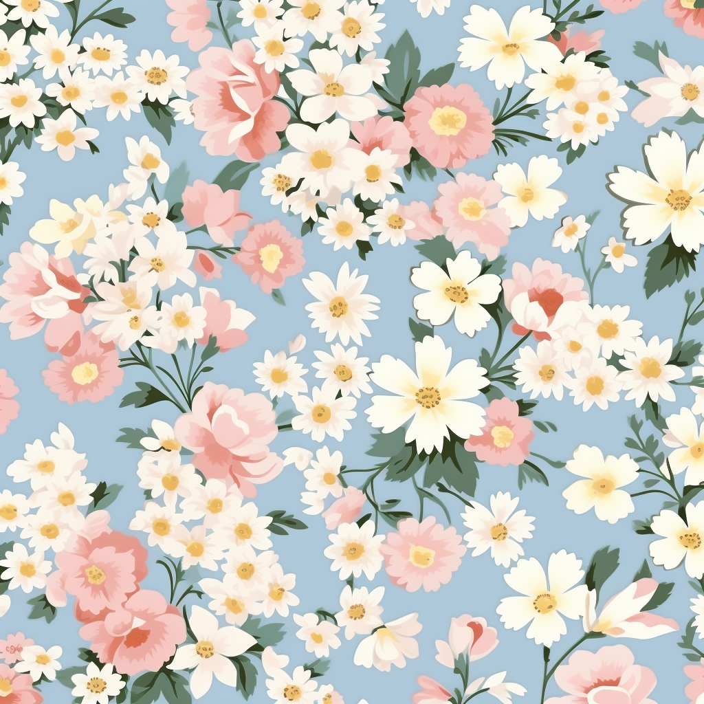 Floral Roses and Daisies Tile Pattern