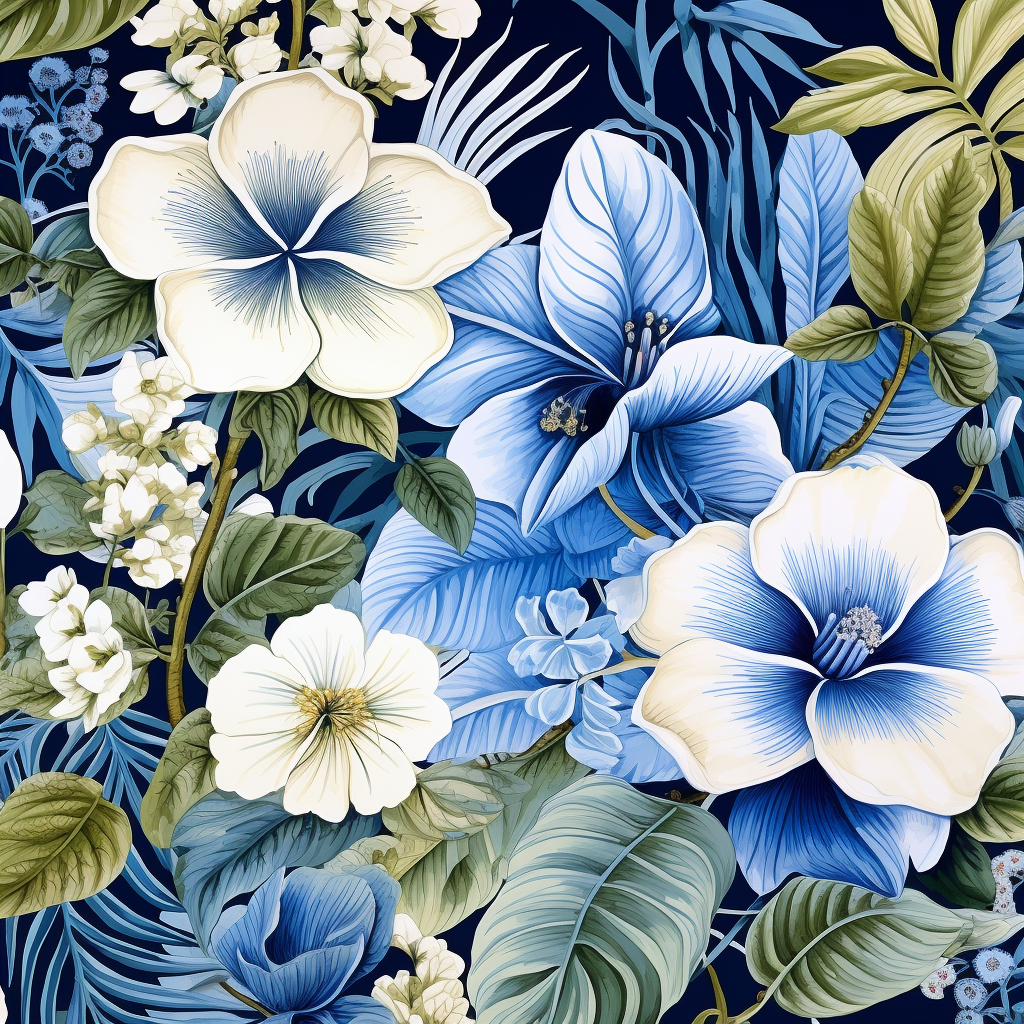 Delicate floral tropical ocean print details