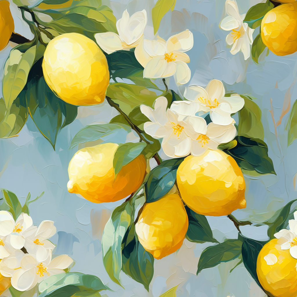 Floral Lemons Oil Painting Texture