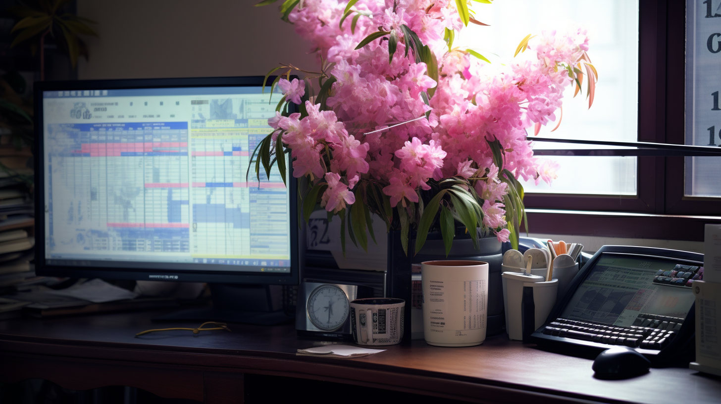 Beautiful flowers and FX trading charts