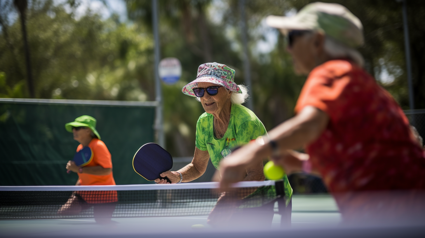 Energetic mixed doubles showdown on Florida's pickleball court