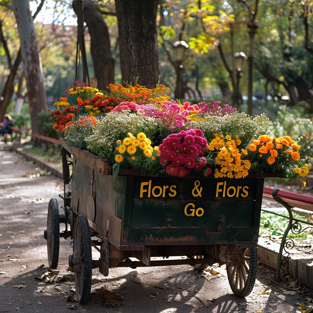 Flower Cart Flors Go Sign