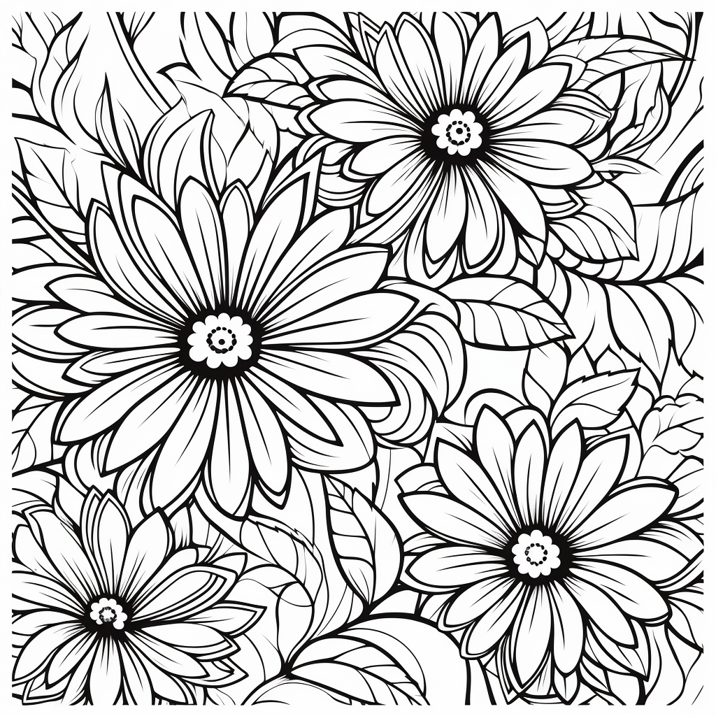 Flower coloring book pattern