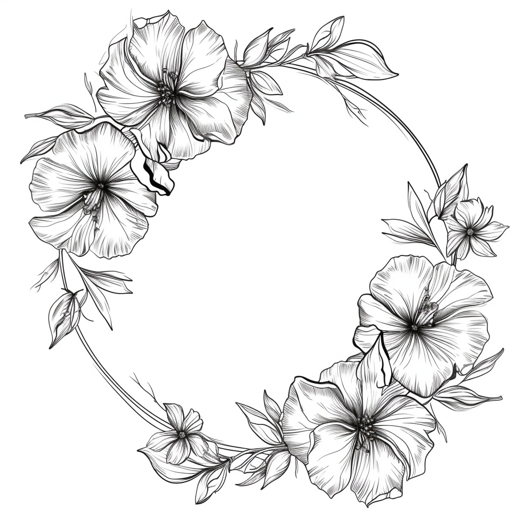 Flower frame outline coloring page