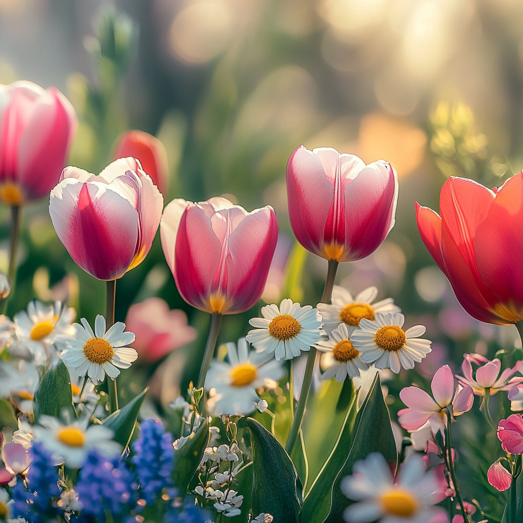 Vibrant Blooming Flower Garden Scene