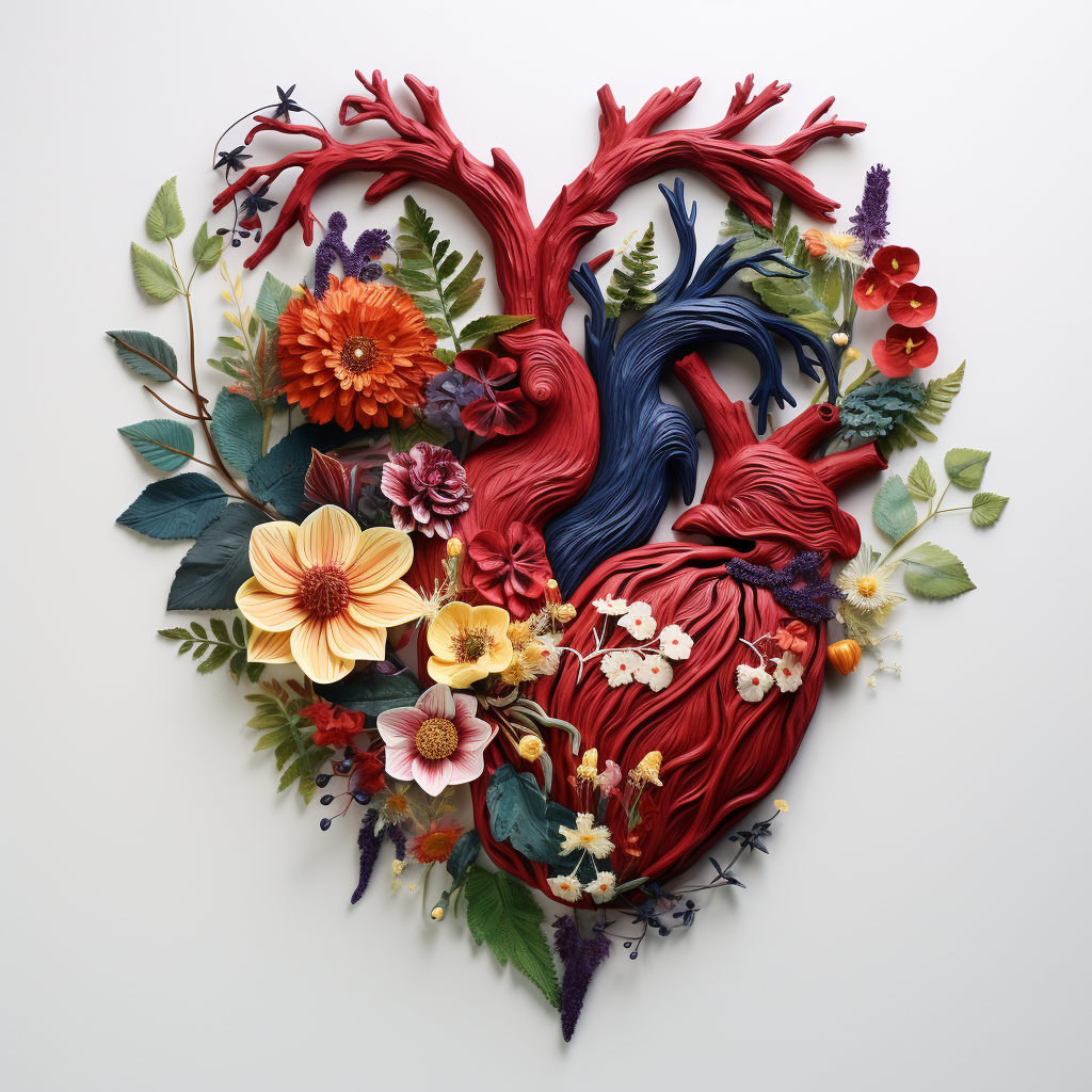 Realistic flower heart anatomy illustration