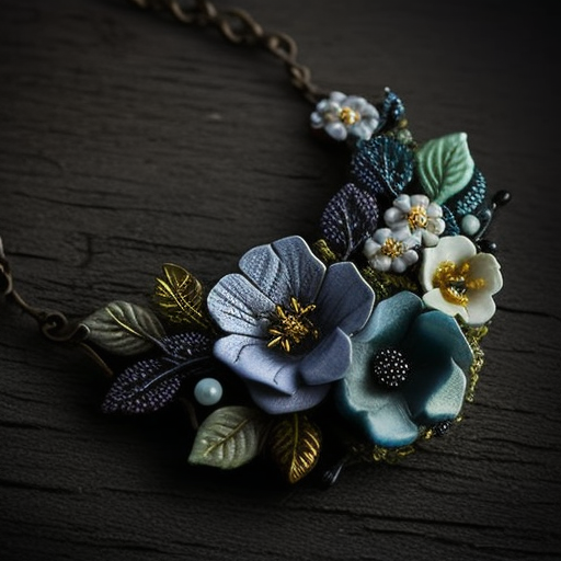 Beautiful flower necklace with winter theme