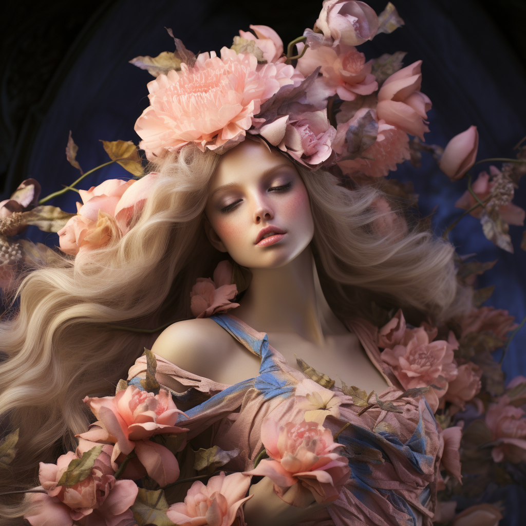 Enchanting flower petal fairy lady