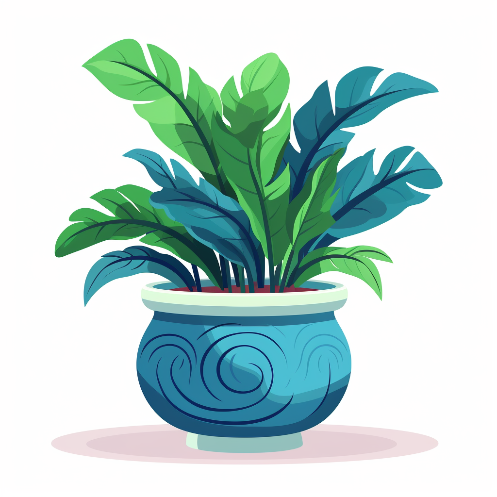 Flower Pot with Room Plant Cartoon