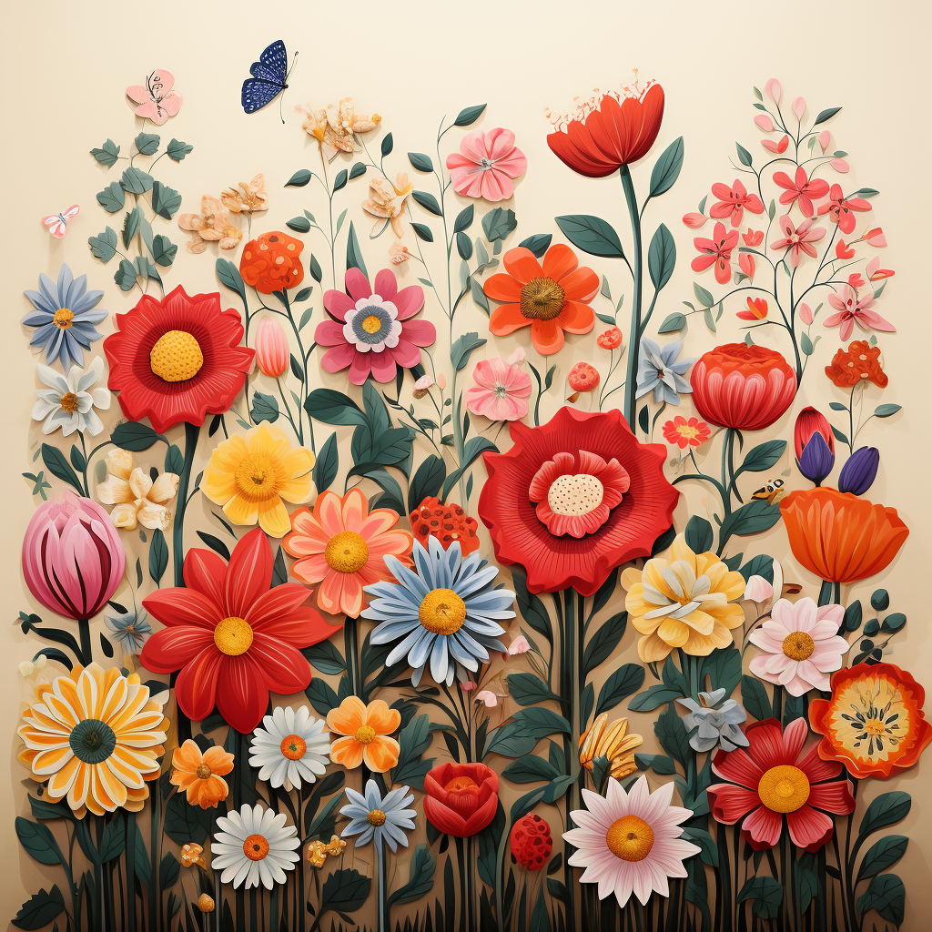 Colorful flower wall painting illustration