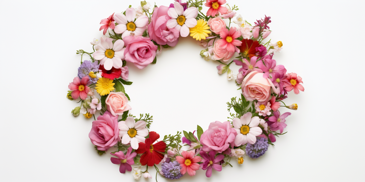 Flower wreath on white background