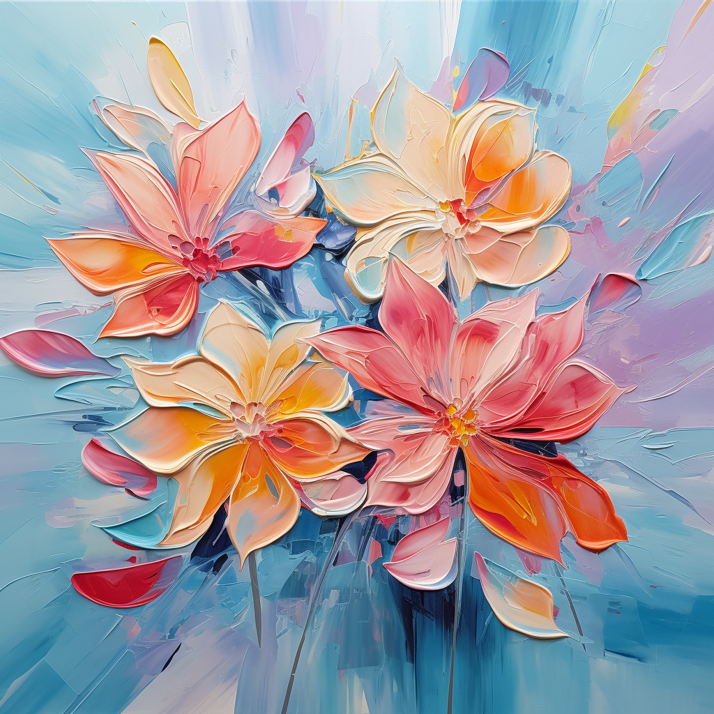 Colorful flower painting on abstract background