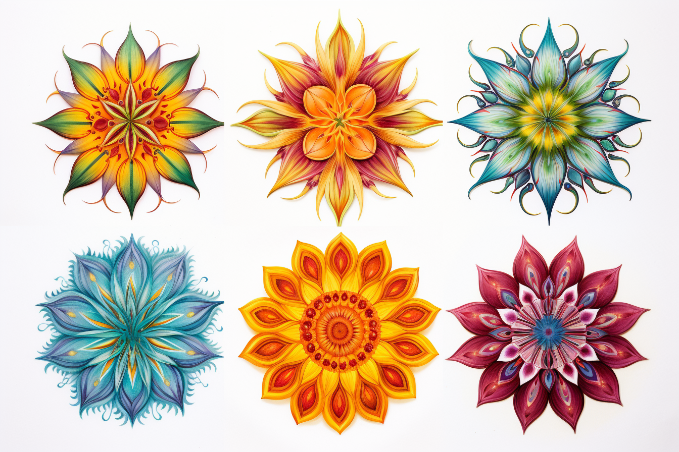 Colorful flower-shaped mandala drawing