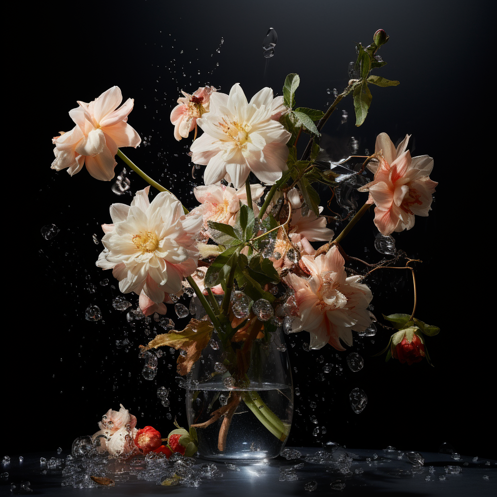 Gorgeous flower vase on black cement backdrop