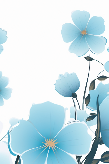 Flowers with blue decorative borders on a background