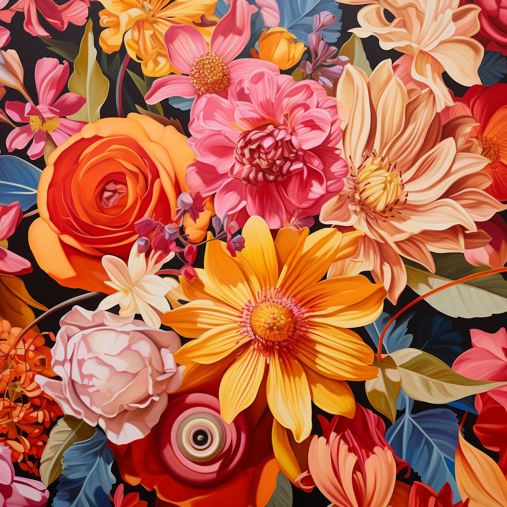 Flowers in Retro Record Cover Art