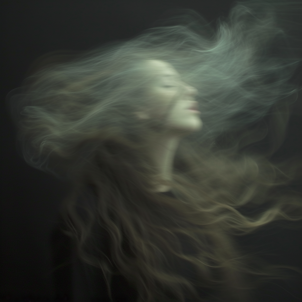 Beautiful flowing hair smoke abstract ghostly photo