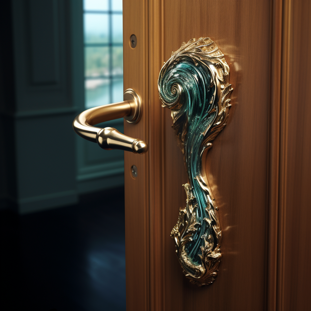 Water door handle flowing gracefully