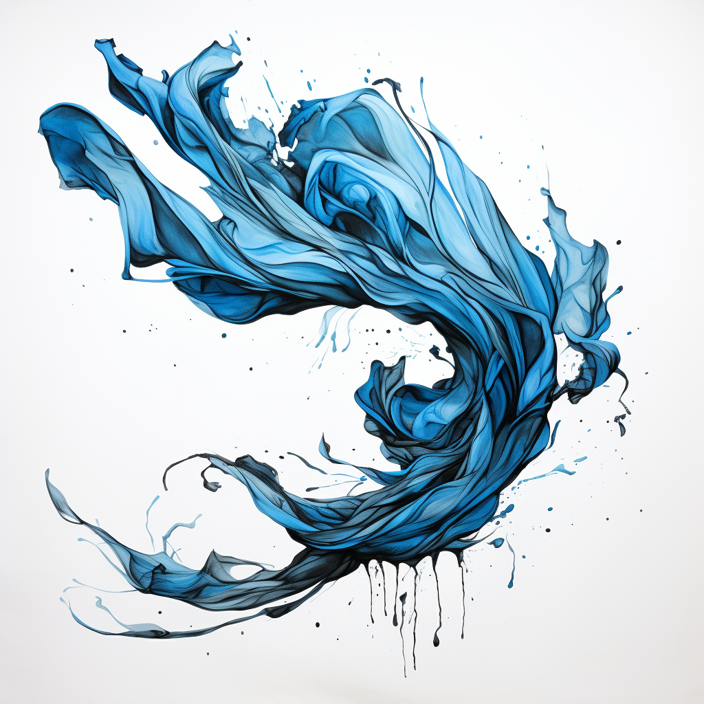 Flowing blue scarf on white background