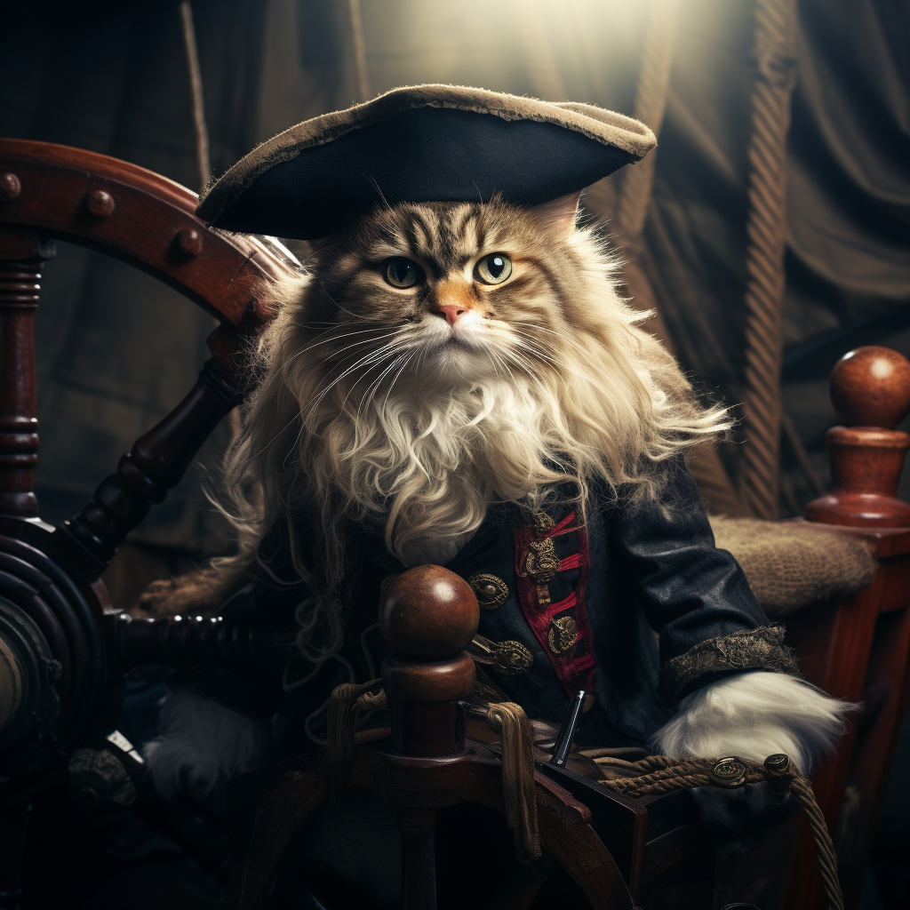 Fluffy Cat Pirate Captain Eye Patch