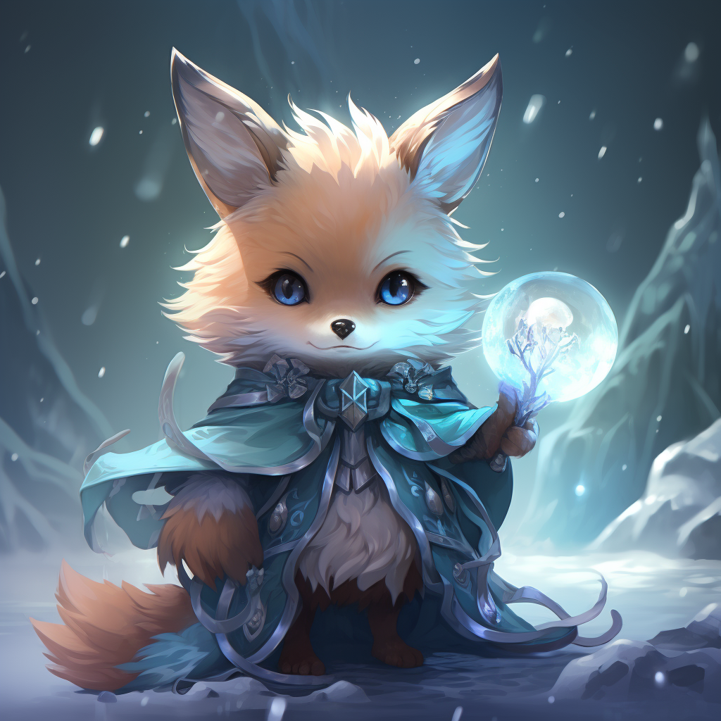 Cute fluffy fox using ice magic