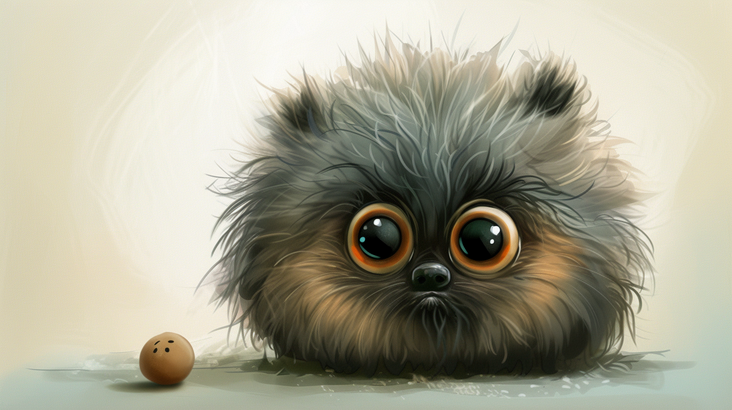 Cute fluffy little dog with big eyes