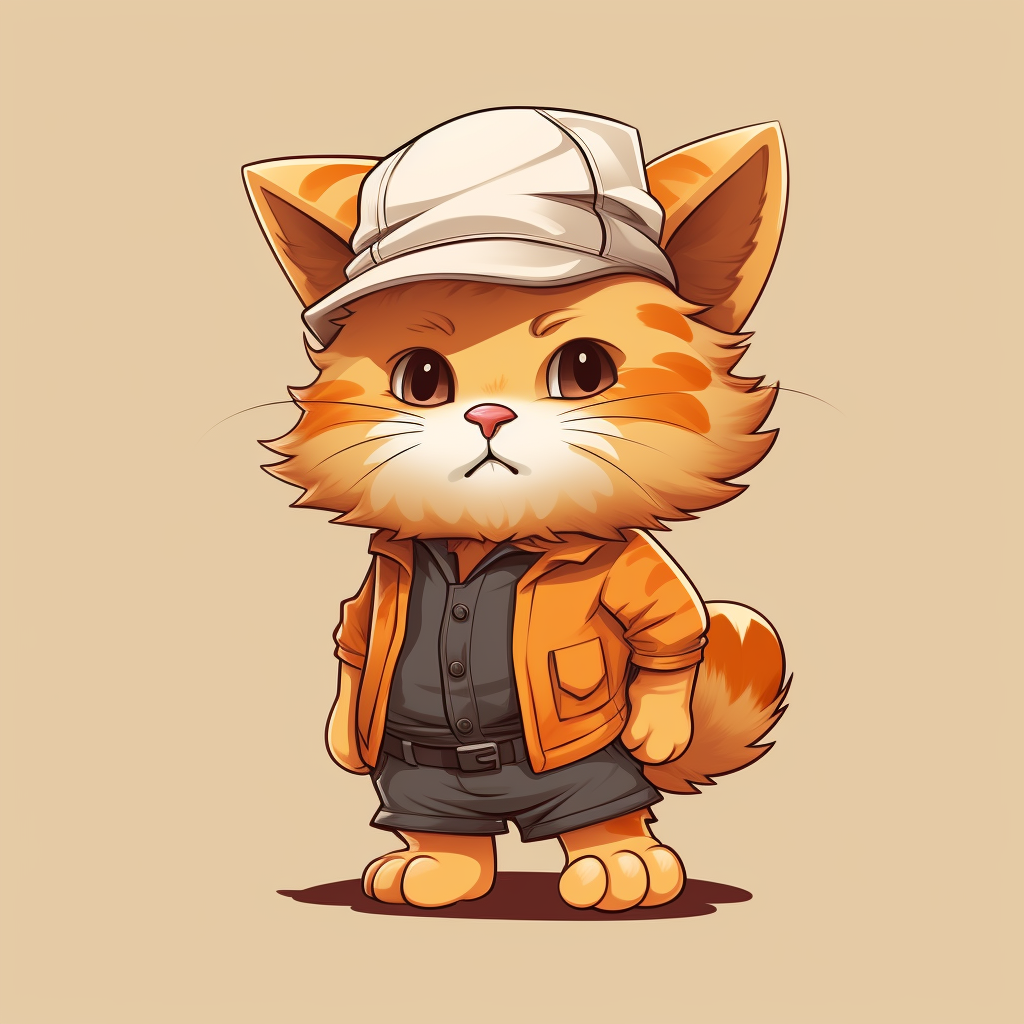 Adorable Fluffy Orange Cat with Hat and Shirt