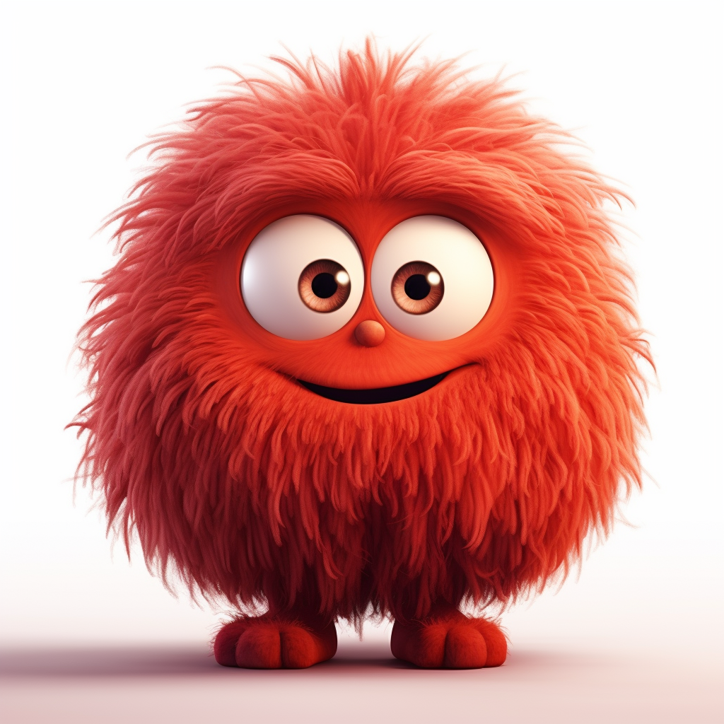 Fluffy Red Mop Cartoon Character Illustration