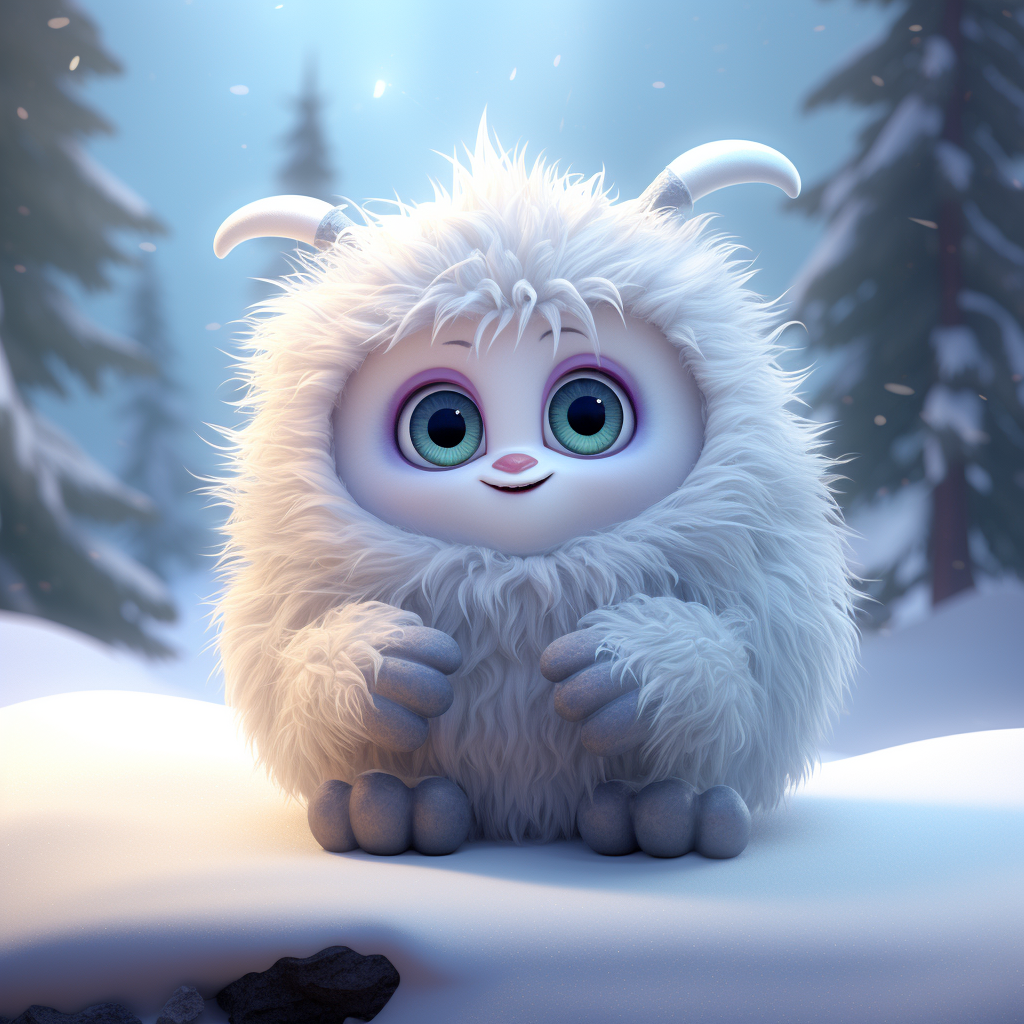 Cute fluffy snowy alien creature