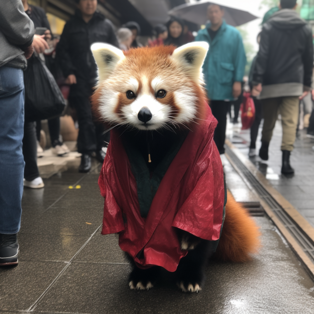 Cute red panda shopping in Shibuya