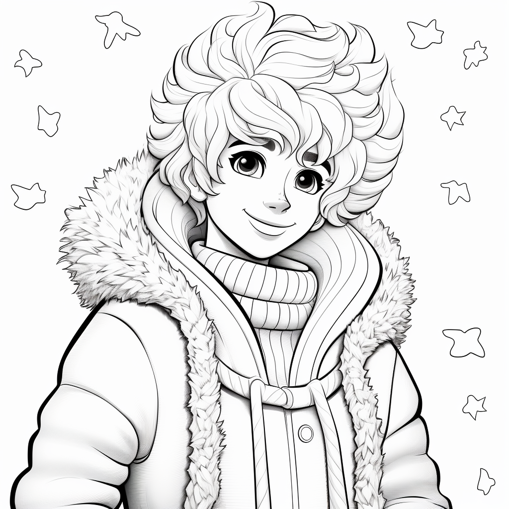 Ken from Barbie in fluffy wool hoodie coloring page