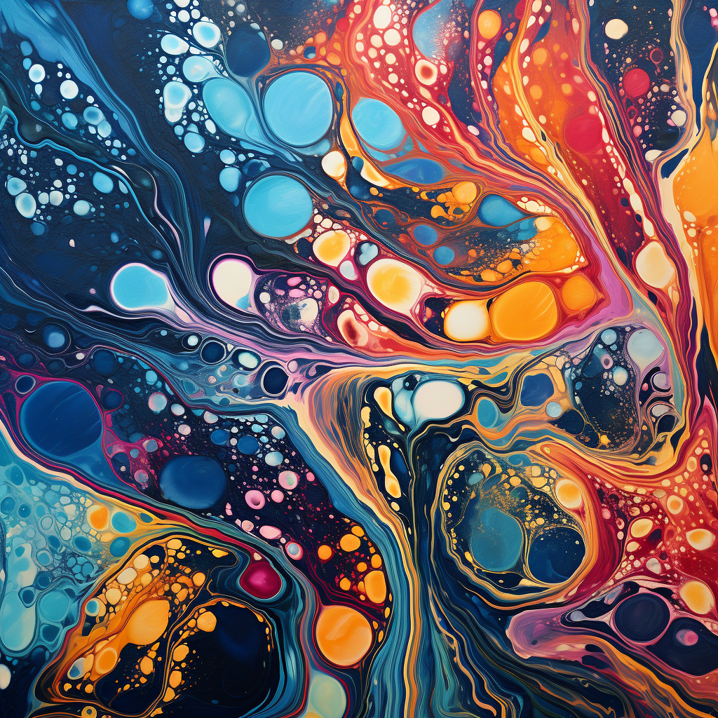 Vibrant fluid acrylic marbled paper design