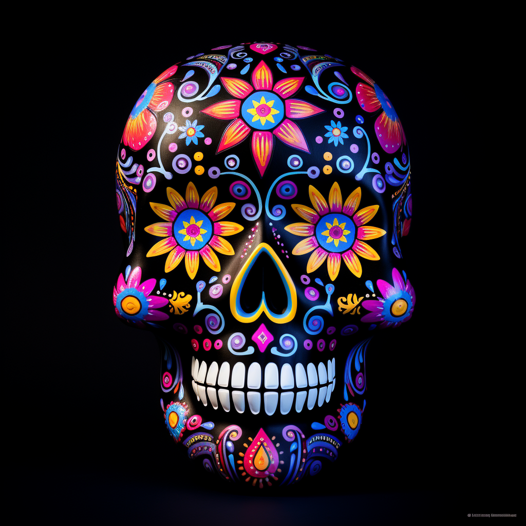 Colorful Mexican Skull with Stars